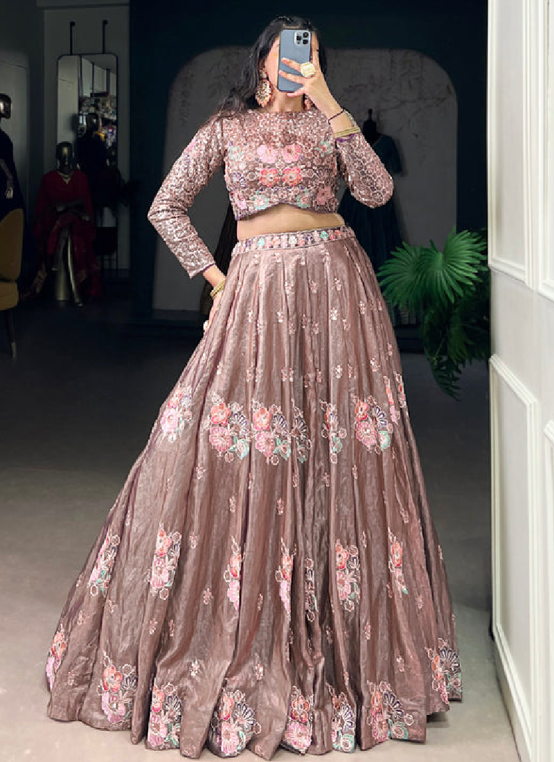 Fascinating Fendi Silk Thread Embroidered Onion Lehenga Choli Set