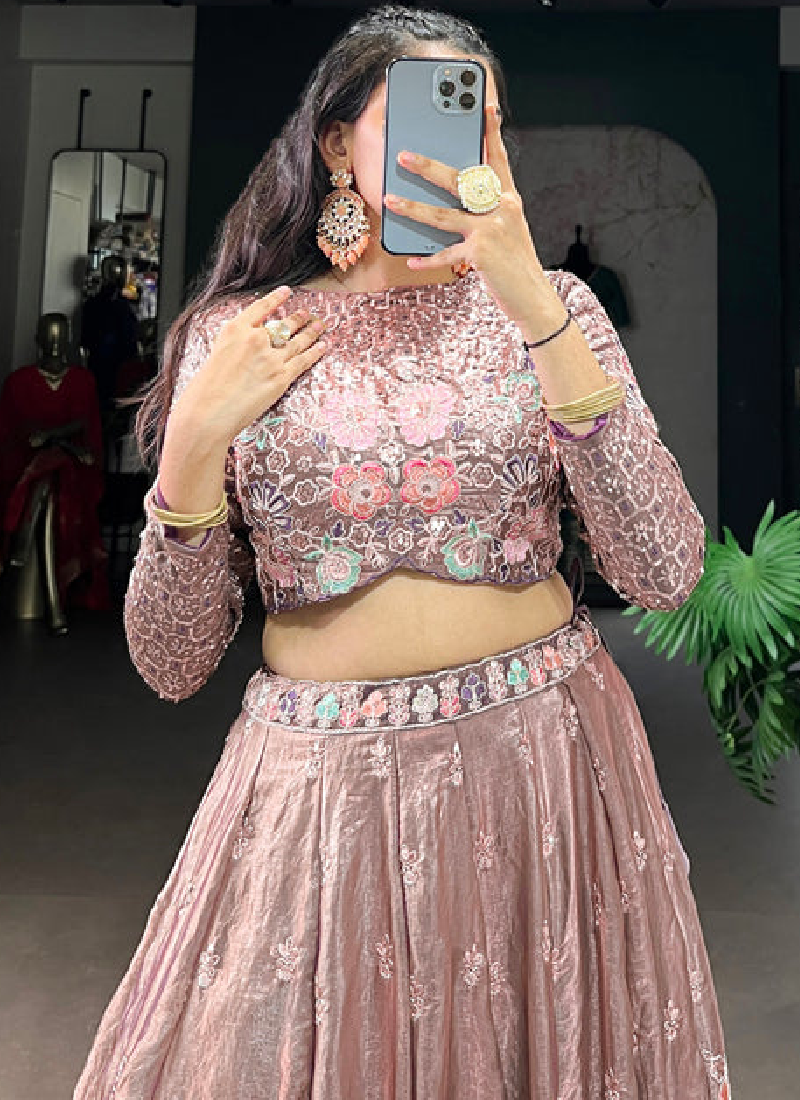 Fascinating Fendi Silk Thread Embroidered Onion Lehenga Choli Set