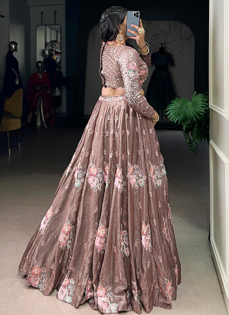 Fascinating Fendi Silk Thread Embroidered Onion Lehenga Choli Set
