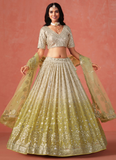 Fascinating Georgette Sequence Work Yellow Lehenga Choli For Haldi