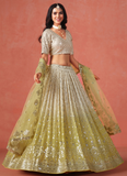 Fascinating Georgette Sequence Work Yellow Lehenga Choli For Haldi