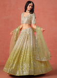 Fascinating Georgette Sequence Work Yellow Lehenga Choli For Haldi