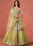 Fascinating Georgette Sequence Work Yellow Lehenga Choli For Haldi