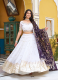 Fascinating Silk Zari Embroidered White Lehenga Choli With Dupatta