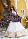 Fascinating Silk Zari Embroidered White Lehenga Choli With Dupatta