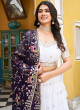 Fascinating Silk Zari Embroidered White Lehenga Choli With Dupatta