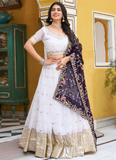 Fascinating Silk Zari Embroidered White Lehenga Choli With Dupatta
