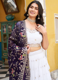 Fascinating Silk Zari Embroidered White Lehenga Choli With Dupatta