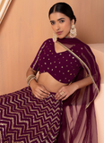 Fascinating Georgette Maroon Sequence Embroidered Lehenga Choli