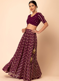 Fascinating Georgette Maroon Sequence Embroidered Lehenga Choli