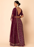 Fascinating Georgette Maroon Sequence Embroidered Lehenga Choli