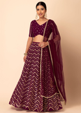 Fascinating Georgette Maroon Sequence Embroidered Lehenga Choli