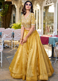 Fascinating Haldi Rasam Special Plain Yellow Silk Lehenga Choli