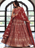 Fashionable Georgette Sequence Work Rich Looking Maroon Lehenga Choli