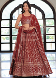 Fashionable Georgette Sequence Work Rich Looking Maroon Lehenga Choli