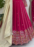 Faux Georgette Thread Embroidered Traditional Wear Red Lehenga Choli