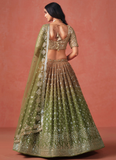Festival Mehndi Green Sequence Embroidery Georgette Lehenga Choli