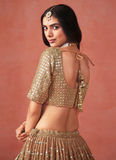 Festival Mehndi Green Sequence Embroidery Georgette Lehenga Choli
