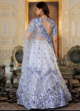 Floral Embroidered Thread Work White Satin Lehenga Choli For Party