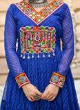 Gamthi Work Laheriya Printed Georgette Royal Blue Anarkali Style Gown