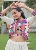 Gamthi Work Silk Off White Traditional Lehenga Choli With Jacket