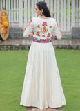 Gamthi Work Silk Off White Traditional Lehenga Choli With Jacket