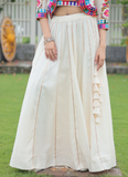 Gamthi Work Silk Off White Traditional Lehenga Choli With Jacket