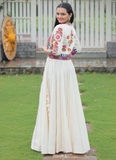 Gamthi Work Silk Off White Traditional Lehenga Choli With Jacket