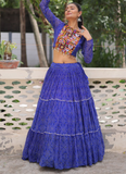 Georgette Bandhani Printed Gota Patti Royal Blue Navratri Chaniya Choli