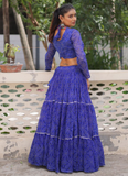 Georgette Bandhani Printed Gota Patti Royal Blue Navratri Chaniya Choli