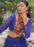Georgette Bandhani Printed Gota Patti Royal Blue Navratri Chaniya Choli
