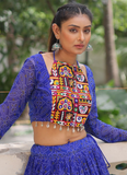 Georgette Bandhani Printed Gota Patti Royal Blue Navratri Chaniya Choli
