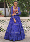 Georgette Bandhani Printed Gota Patti Royal Blue Navratri Chaniya Choli