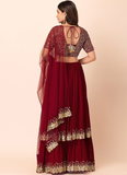 Georgette Embroidered Maroon Traditional Indian Wear Lehenga Choli