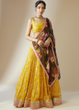 Georgette Floral Sequence Work Haldi Special Yellow Lehenga Choli