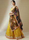 Georgette Floral Sequence Work Haldi Special Yellow Lehenga Choli