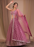 Georgette Sequence Embroidered Pink Wedding Wear Lehenga Choli