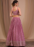 Georgette Sequence Embroidered Pink Wedding Wear Lehenga Choli