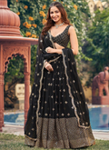 Georgette Sequence Embroidered Reception Wear Black Lehenga Choli