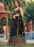 Georgette Sequence Embroidered Reception Wear Black Lehenga Choli