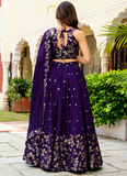 Georgette Sequence Work Purple Function Wear Lehenga Choli With Dupatta