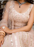 Georgette Zari Sequence Work Peach Festival Lehenga Choli For Women