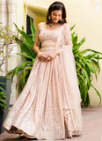 Georgette Zari Sequence Work Peach Festival Lehenga Choli For Women