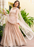 Georgette Zari Sequence Work Peach Festival Lehenga Choli For Women