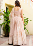 Georgette Zari Sequence Work Peach Festival Lehenga Choli For Women