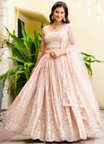 Georgette Zari Sequence Work Peach Festival Lehenga Choli For Women
