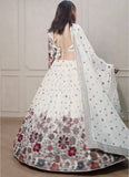 Glamorous White Floral Embroidered Party Wear Georgette Lehenga Choli