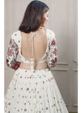 Glamorous White Floral Embroidered Party Wear Georgette Lehenga Choli