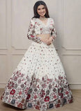 Glamorous White Floral Embroidered Party Wear Georgette Lehenga Choli