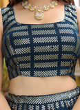 Graceful Heavy Sequence Embroidered Dark Blue Georgette Lehenga Choli